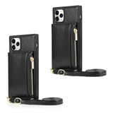 2×funda Cuero For iPhone Carcasa Cartera Con Bandolera