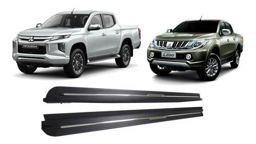 Pisadera Negra De Aluminio Mitsubishi L200 2016-2019