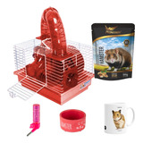 Kit Hamster Gaiola Pequena | Comedouro | Bebedouro | Ração