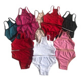 Kit 3 Conjunto Sutiã Top Calcinha Lisos Infantil Menina Moça