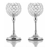 Vincigant 2pcs Candelabros - Candelabros De Cristal Plateado