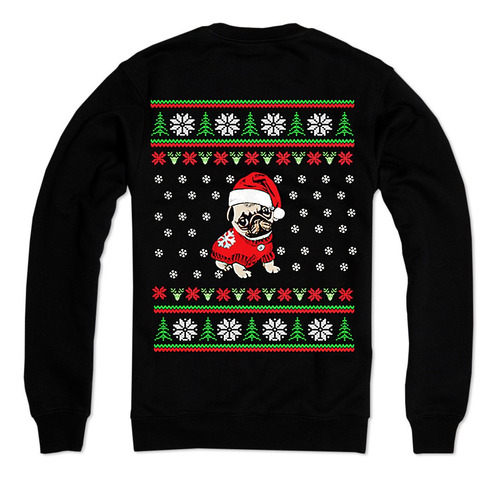 Playera M Larga Ugly Christmas Cachorro Amantes Pug Navideño