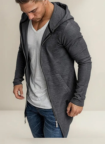 Gabardina Sudadera Larga Con Gorro Hoodie Para Hombre 4211 | MercadoLibre