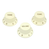 Jogo De Knobs 2 Tones 1 Volume Creme Claros Guitarra Strato