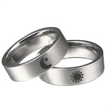 Par Anillos Acero Inox Titanio Parejas A025 Luna Sol Novios