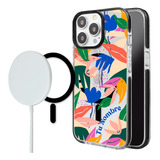 Funda Para iPhone Magsafe Mujer Flores Personalizado Nombre