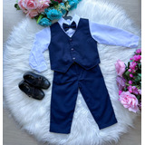 Conjunto Miss Cherry Social Colete Azul Marinho