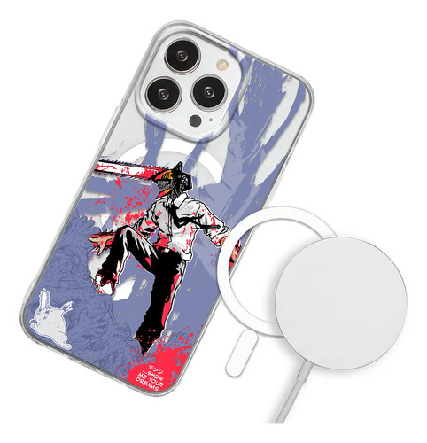 Funda Para iPhone Magsafe Chainsaw Man Transformación Denji Demonio Motosierra Pochita Anime Case