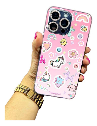 Funda Case Stickers Unicorrnio Rosa Pink Samsung Huawei Xiao