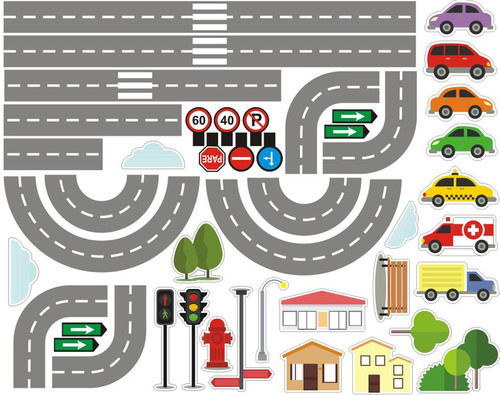 Adesivo Decorativo De Parede Cidade Pista E Carros