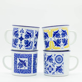 4 Taza Ceramica Estilo Peltre Talavera Poblana Mexicano