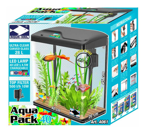  Acuario Equipado Pecera Peces 28 Litros Aquakril 4061 