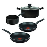 Bateria Cocina 5 Pz Antiadherente Inicia Tefal 0390900 T-fal Sar Color Negro