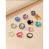 Set De 12 Anillos De Metal Multicolor  Shein