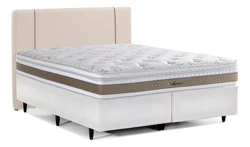 Cama Box Com Cabeceira King Herval Amore, Ensacadas, Branca