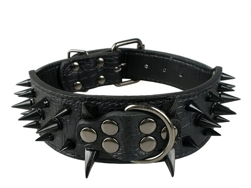 Collar Para Perro Con Picos De Metal Cuero Con Estilo. | Meses sin interés