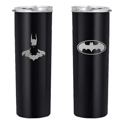 Termo Batman Grabado Laser 20oz Skinny Doble Pared Acero Ino Batman Hombre Murcielago Silueta Dc Comics Superheroe Caballero Noche Dark Knight Gotham Heroe Ciudad Gotica Vs Superman