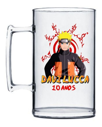 20 Caneca Acrílico Chopp Personalizada Tema Naruto 500ml