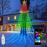 Luces De Cascada De Navidad Para Exteriores Con Control Remo