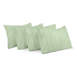 Juego De Fundas De Almohada Tamaño King 4pzs Verde Salvia