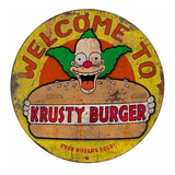Cartel Chapa Rústica Krusty Burger Los Simpson