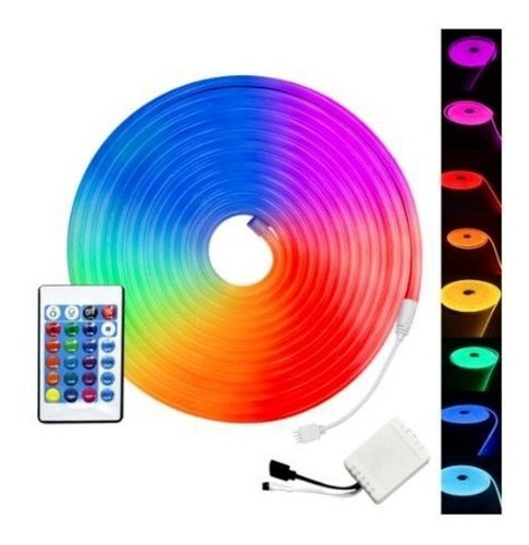 Mangueira Neon Led Rgb Flex 12v Prova D'água 5m + Controle