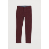 Pantalón H&m Hm Skinny Comfort Fit (stretch) Bordo T. 10/11