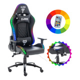 Cadeira Gamer Giratória Com Inclinação Luzes Led Rgb Clanm