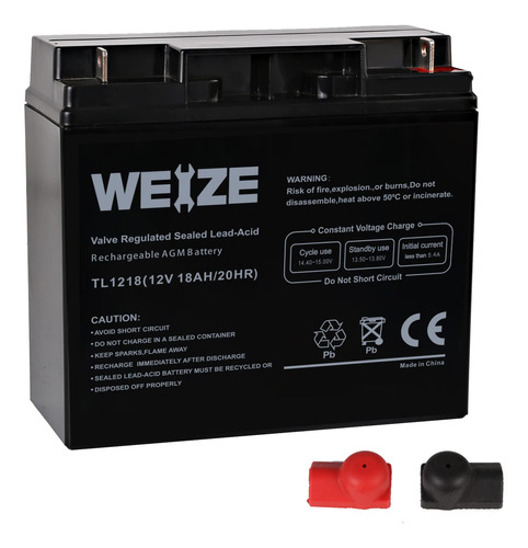 Weize Bateria De 12v 18ah Con Tuerca Y Terminal De Perno (nb