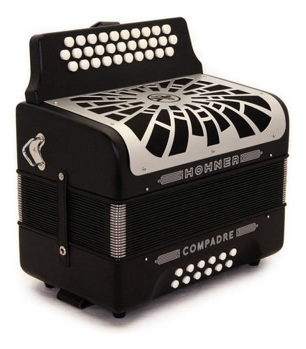 Acordeon Hohner Compadre En Tonalidad Fa Negro Y Plata Msi 