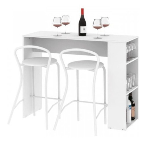 Combo Mueble Desayunador Barra De Cocina + 2 Banquetas Caño