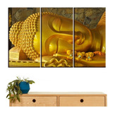 Quadros Decorativos 3 Peças Buda Dourado Yoga