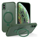 Duedue Para iPhone XS Max Funda Magnética Con Anillo Con De