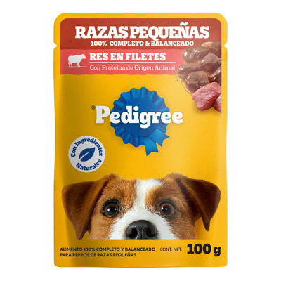 PEDIGREE - Sobres para Perro, Raza Pequeña, Sabor Res en Filetes, con Ingredientes Naturales, Proteínas y Fibra, 24 Sobres, 100g c\u002Fu | Envío gratis