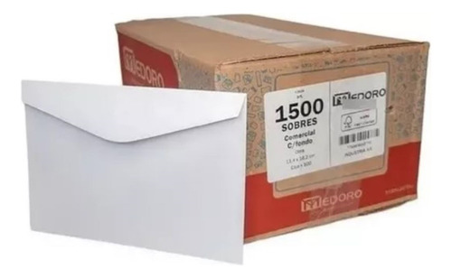 Sobres Comercial Medoro 11,4 X 16,2 70grs Caja X 500 Blanco