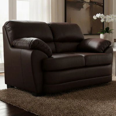 Love Seat De Piel - Florencia - Confortopiel Color Tabaco | Meses sin interés