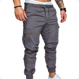 Pantalón Jogger Drill Cargo Militar Multi Bolsillos Hombre