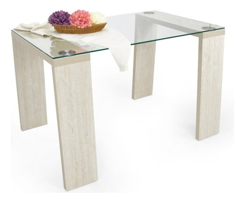 Mesa De Comedor Milan 4 Puestos Bali Tapa Vidrio