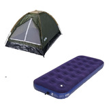 Barraca Camping Iglu 2 Verde+colchão Solteiro Inflável Mor