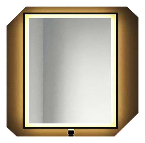 Espejo Led Touch Baño De 3 Tonos De Luz 50x60cm Marco Negro