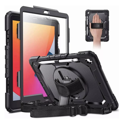 Mica+ Funda Para iPad 10.2\u002FiPad 9 Generación (A2602 A2603 A2604 A2605)\u002FiPad 8\u002F7 Generación (a2270 A2428 A2429 A2430 A2198 A2200) Correa De Hombro Portatil Stand Giratorio 360°uso Rudo Reforzada | Meses sin interés