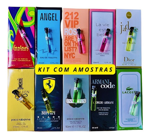 Kit 10 Perfumes De 50ml Com Amotras Atacado Perfume Revenda