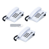 Kit 3 Aparelho Telefone Com Fio Intelbras Pleno Parede Mesa Cor Branco