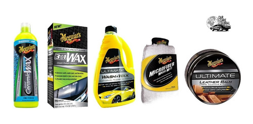 Kit Meguiars Shampoo, Guante Lavado, Cera 3 En 1, Cera, Balm