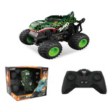 Carrinho Com Controle Remoto E Led 7 Spin Monster Cor Verde