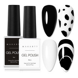 Makartt Kit De Esmalte De Uas De Gel, Color Negro Y Blanco,