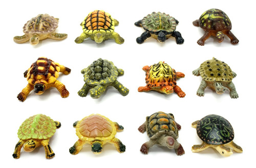 Figuras Animales Mini Tortugas X12 Goma Reptil Caparazon 