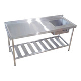 Pia De Inox Industrial 160x60x90 Cm Cuba Direita Nortinox