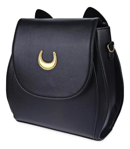 Mochila Cartera Negra Luna Sailor Moon Manga Gatito Anime