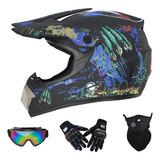 Casco De Moto Con Guantes Lentes Máscarade Para Todoterreno